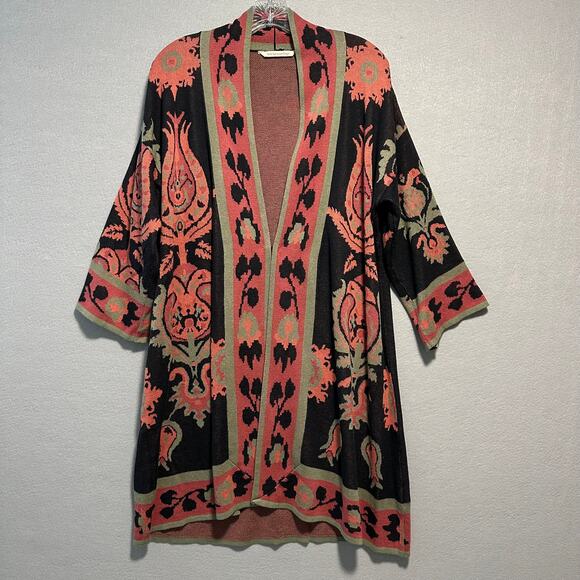 Soft Surroundings Icon Kimono Cardigan Suzani Ikat Boho Duster Sweater Sz M - Picture 1 of 11